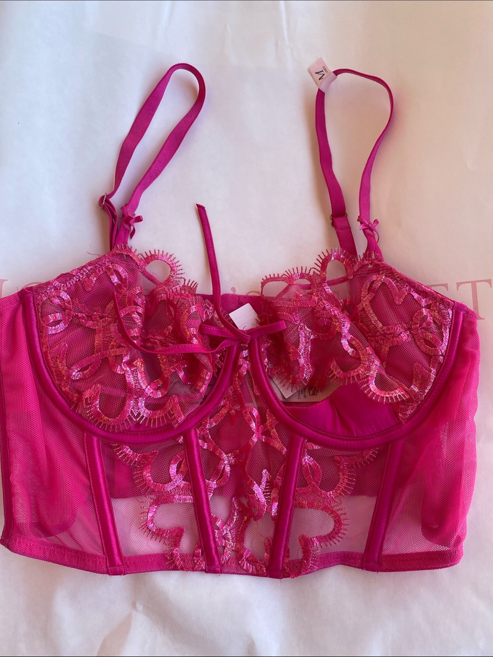 Hot pink Lace Longline Bra - Women Intimates